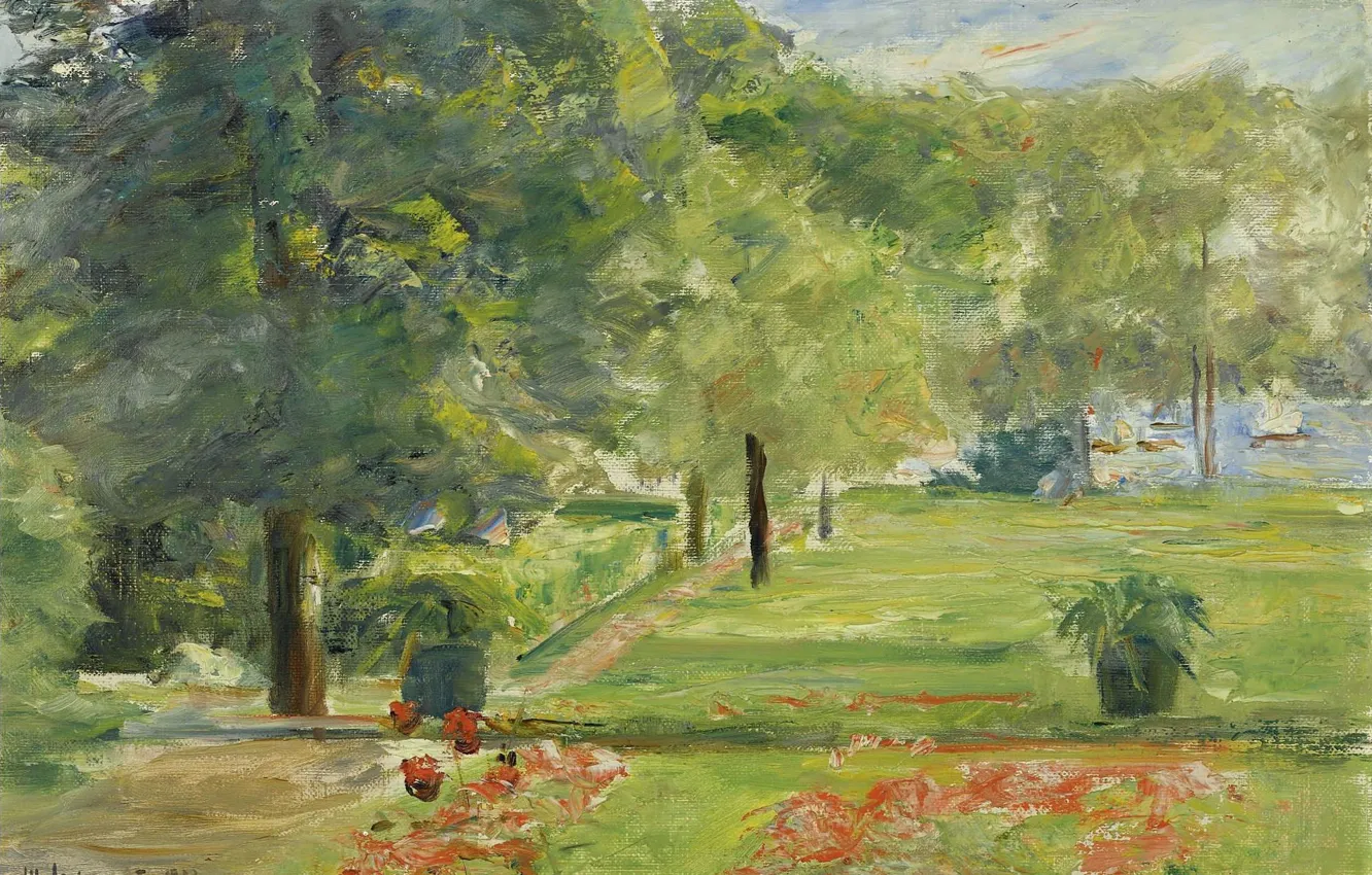 Фото обои пейзаж, картина, 1923, Max Liebermann, Макс Либерман, Цветочная Терраса. Восточная часть Сада Ванзее