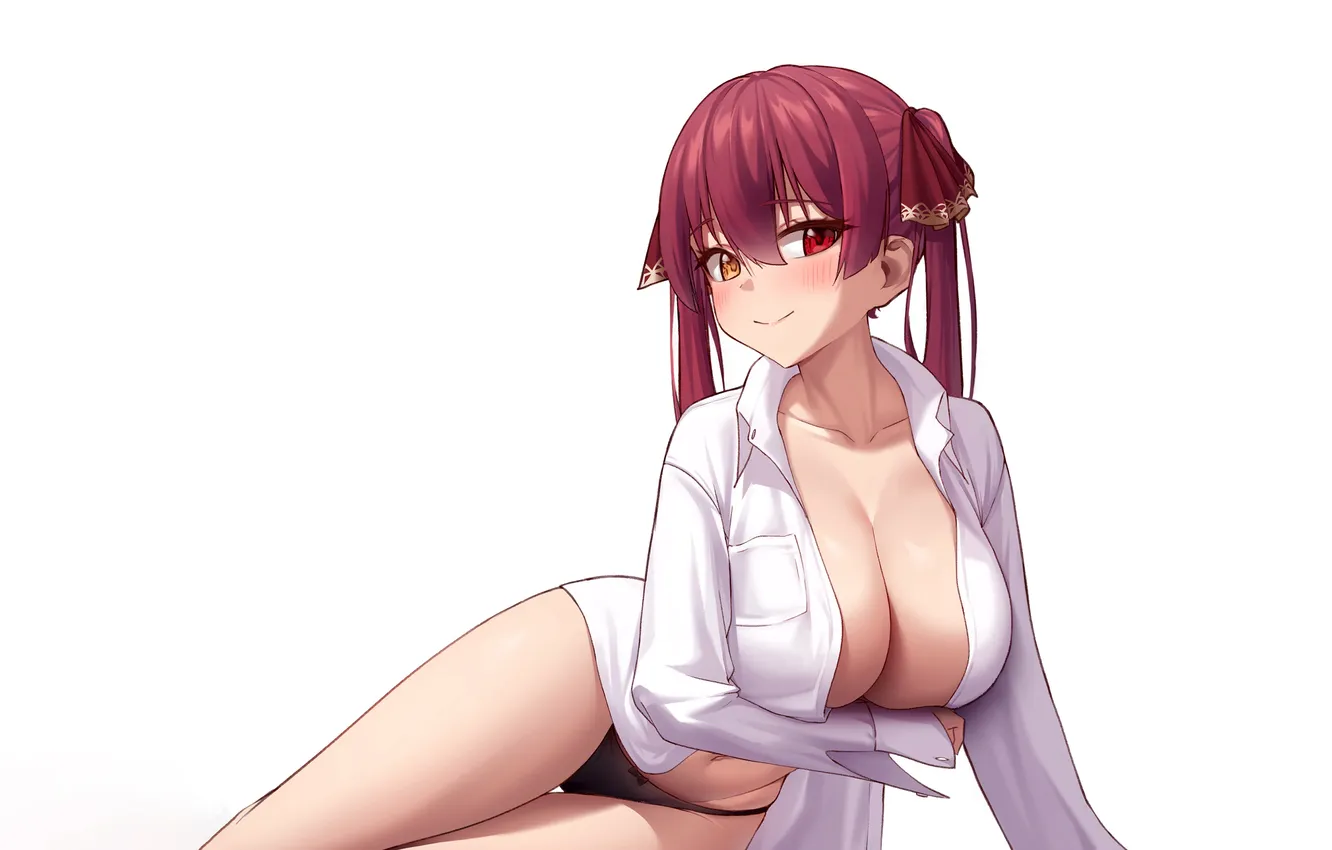 Фото обои girl, sexy, lingerie, pantsu, cleavage, panties, red hair, long hair