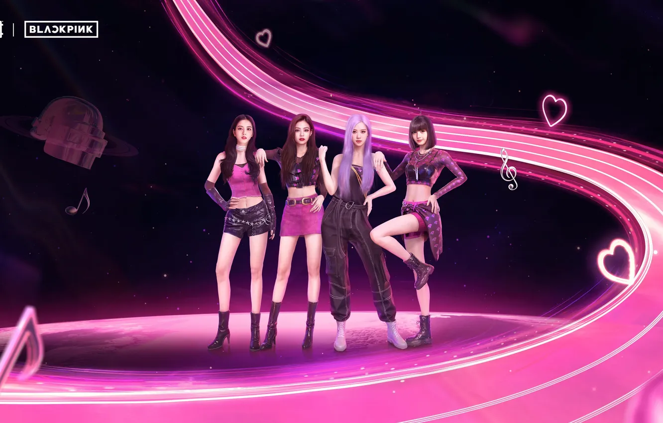 Фото обои Music, Rose, Lisa, Jennie, Blackpink, Jisoo, Pink aesthetic, K-Pop singers