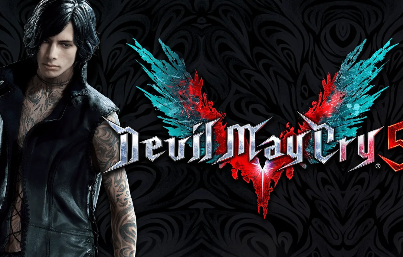 Фото обои игра, парень, татуировки, персонаж, Devil May Cry, Devil May Cry 5