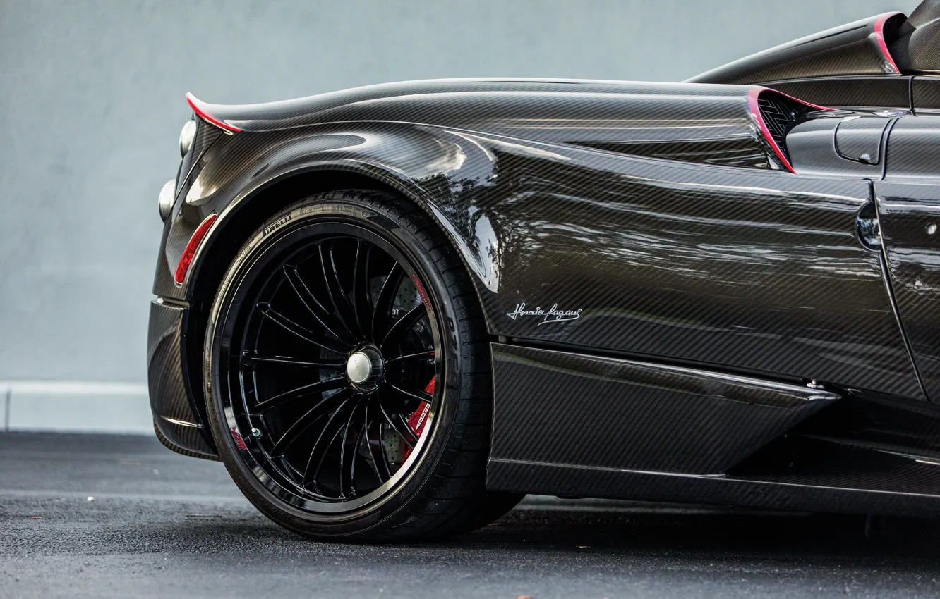 Фото обои Pagani, wheel, Huayra, carbon fiber, Pagani Huayra Roadster