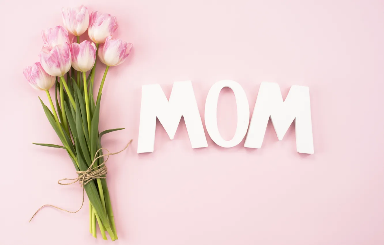 Фото обои цветы, букет, тюльпаны, розовые, happy, pink, flowers, tulips