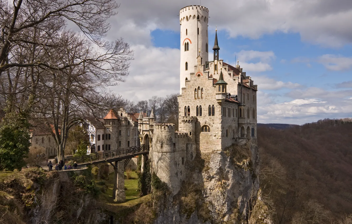 Фото обои горы, фото, замок, Германия, Lichtenstein, Schloss