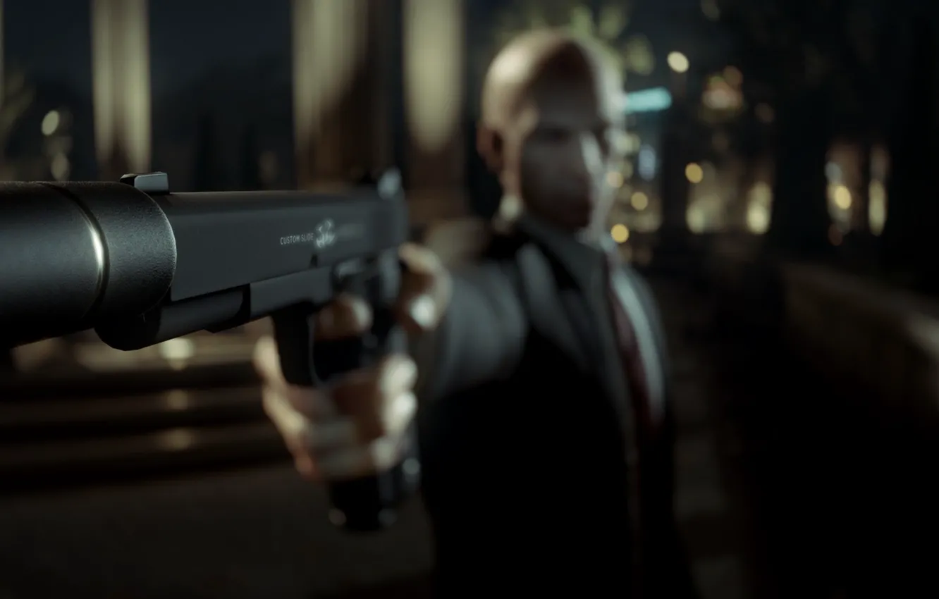 Фото обои пистолет, Hitman, киллер, убийца, Square Enix, killer, Агент 47, Agent 47