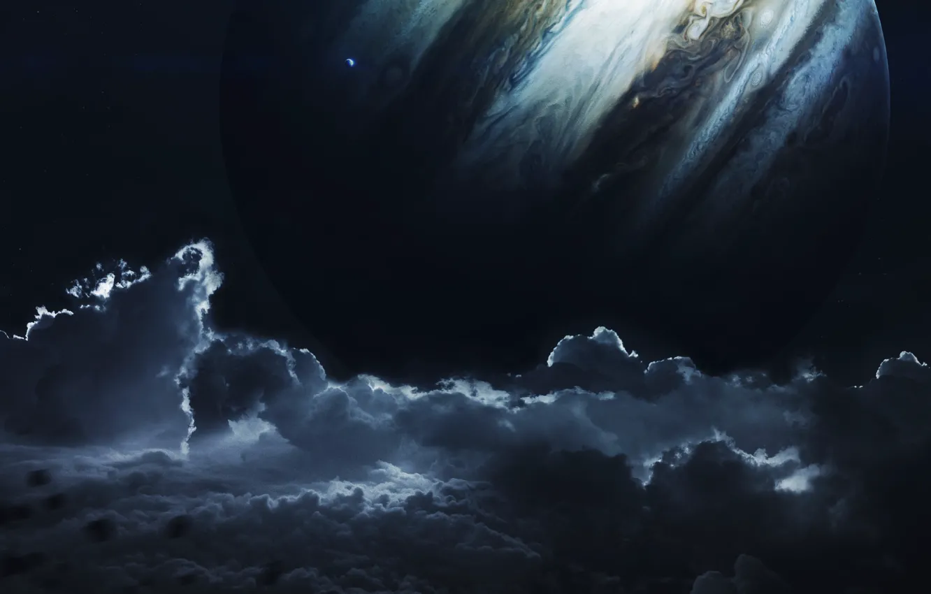 Фото обои Небо, Облака, Планета, Космос, Clouds, Sky, Арт, Space
