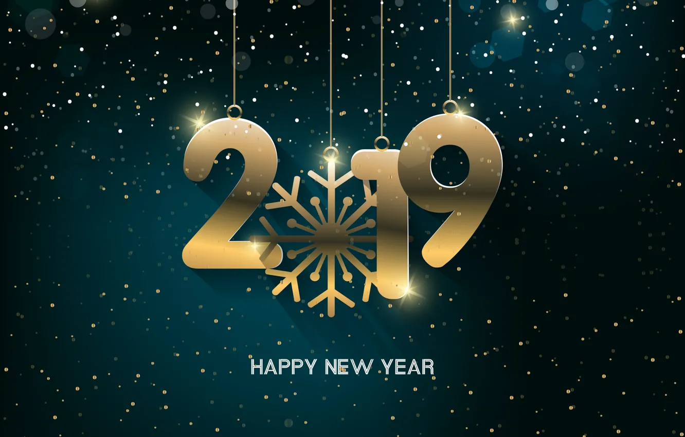 Фото обои золото, Новый Год, цифры, golden, черный фон, black, background, New Year