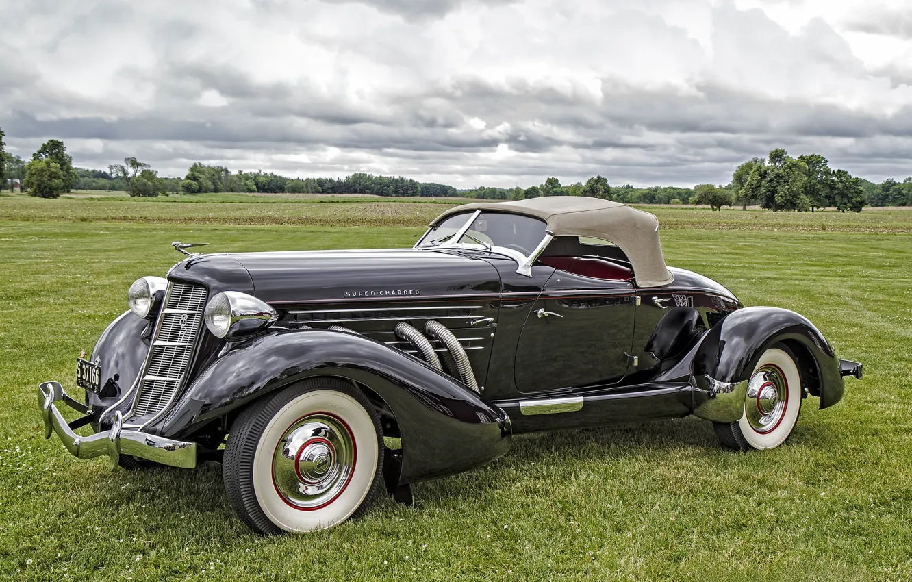 Фото обои ретро, классика, Auburn, 1935 Auburn 851 SC Boattail Speedster