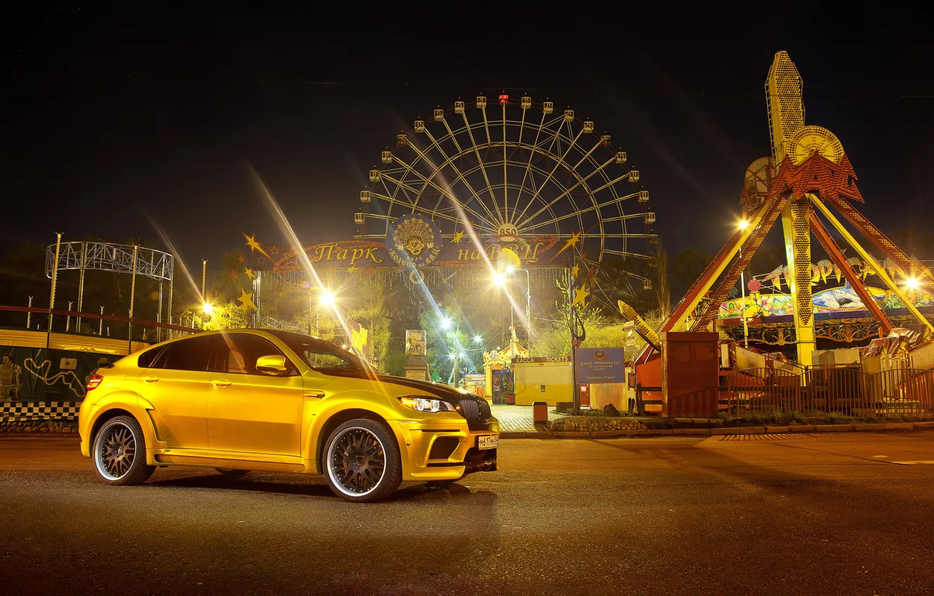 Фото обои BMW, Тюнинг, БМВ, Золотой, hamann, X6M, yellow, Обвес