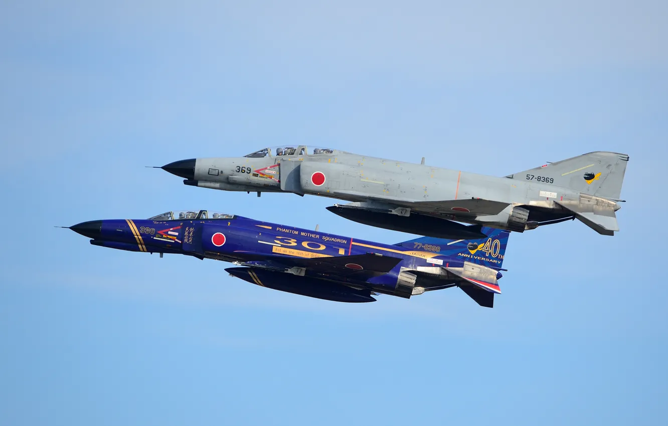 Фото обои истребители, полёт, Phantom II, «Фантом» II, Mitsubishi F-4EJ