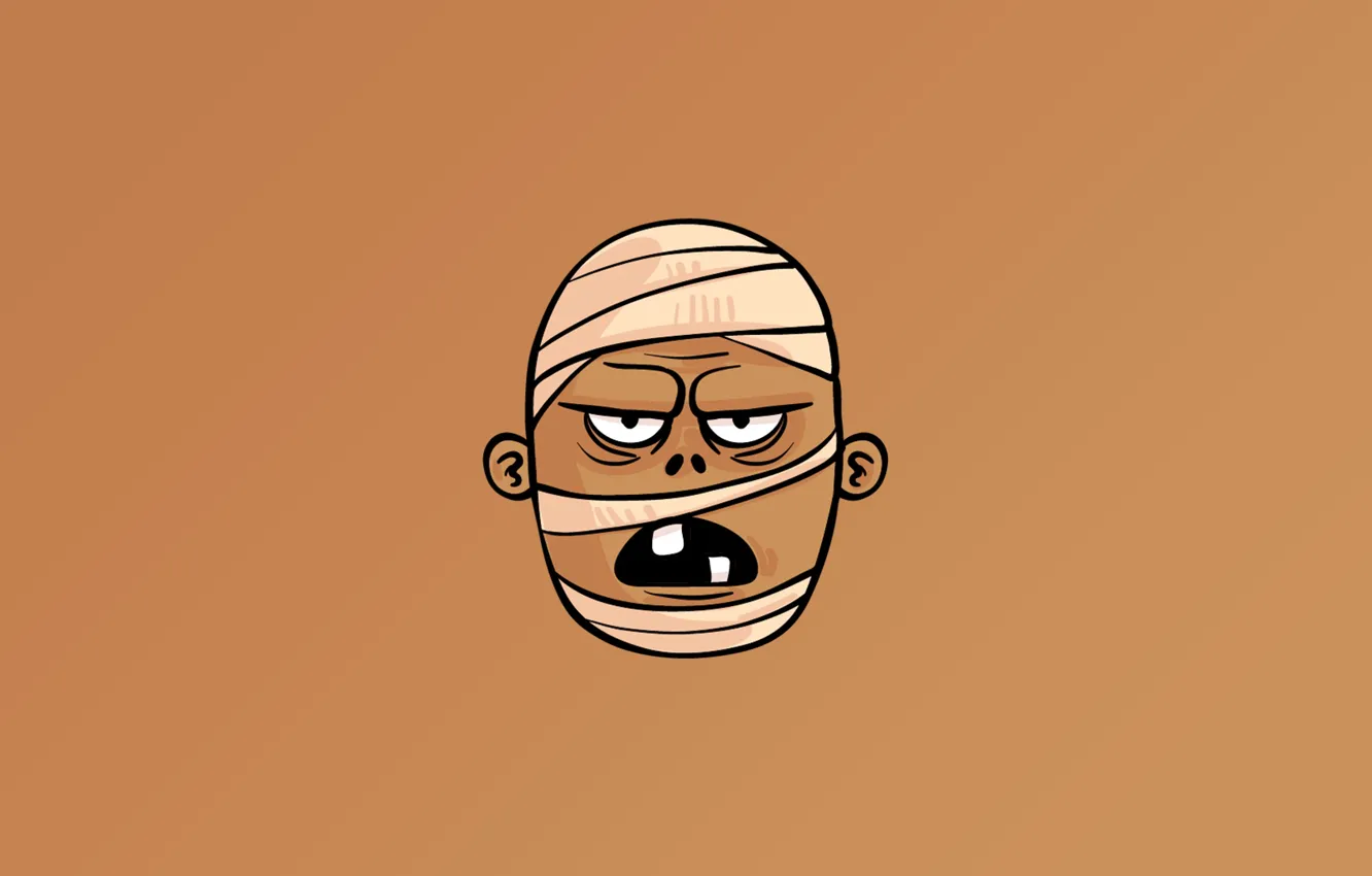 Фото обои minimalism, funny, digital art, artwork, simple background, teeth, Mummy