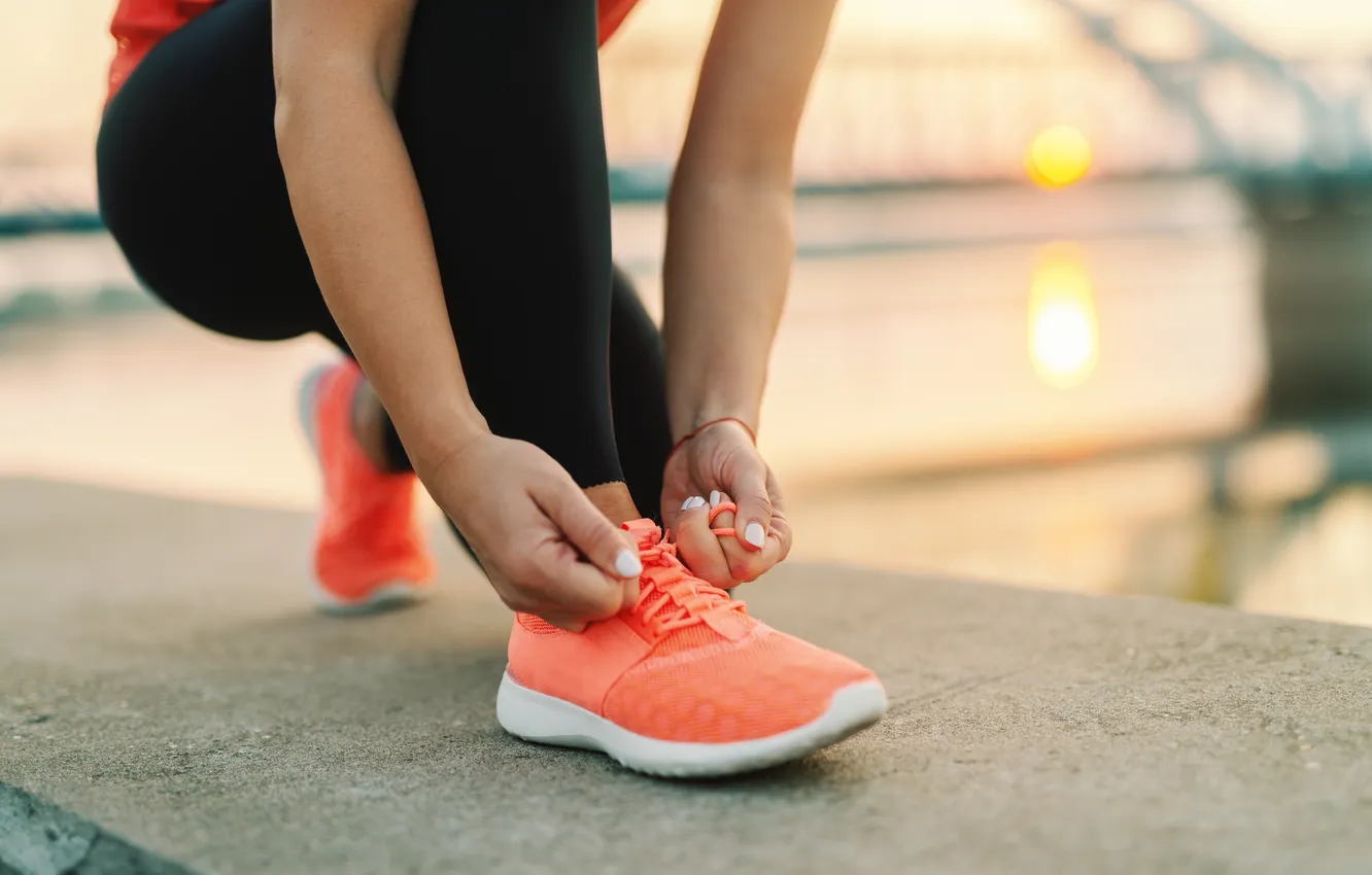 Фото обои women, sneakers, outdoor physical activity