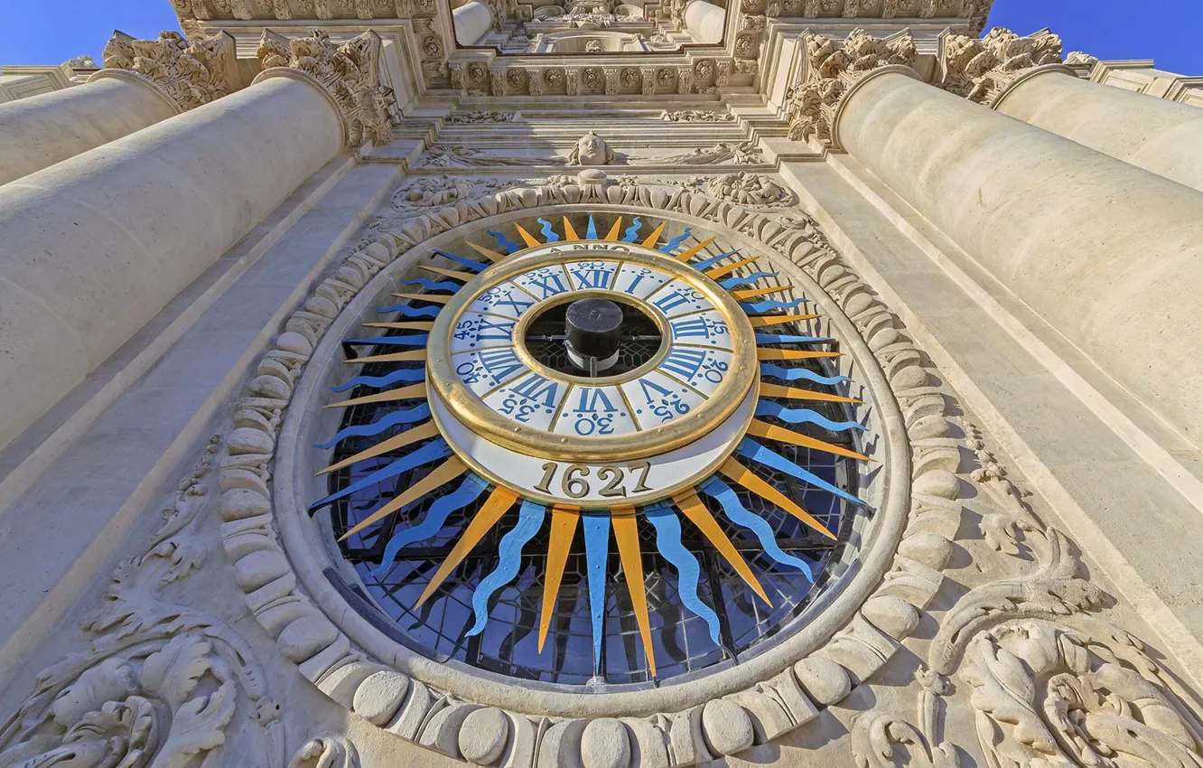 Фото обои Франция, Париж, часы, церковь Сен-Поль-Сен-Луи, квартал Марэ