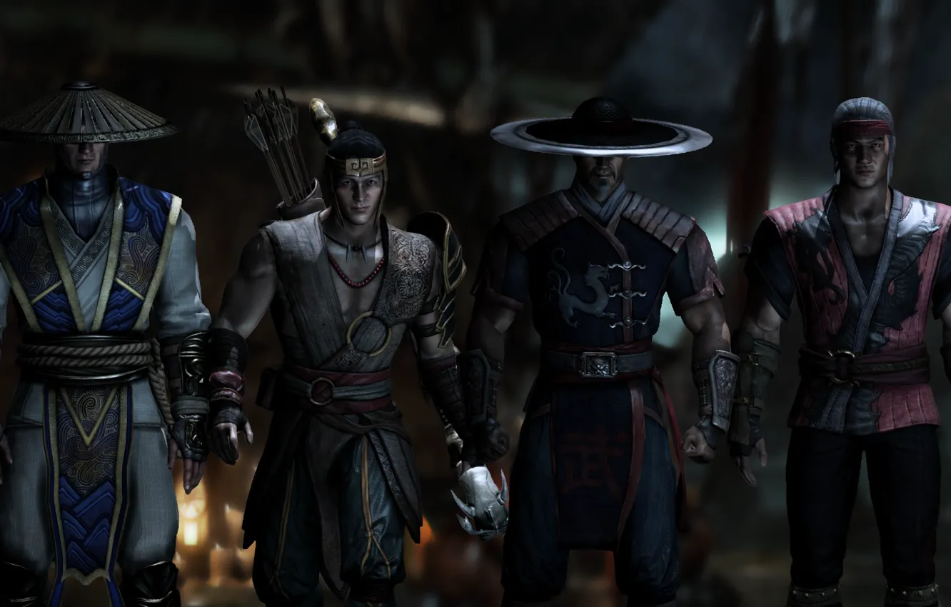 Фото обои Liu Kang, Raiden, Mortal Kombat X, White Lotus, Kung Lao, Kung Jin