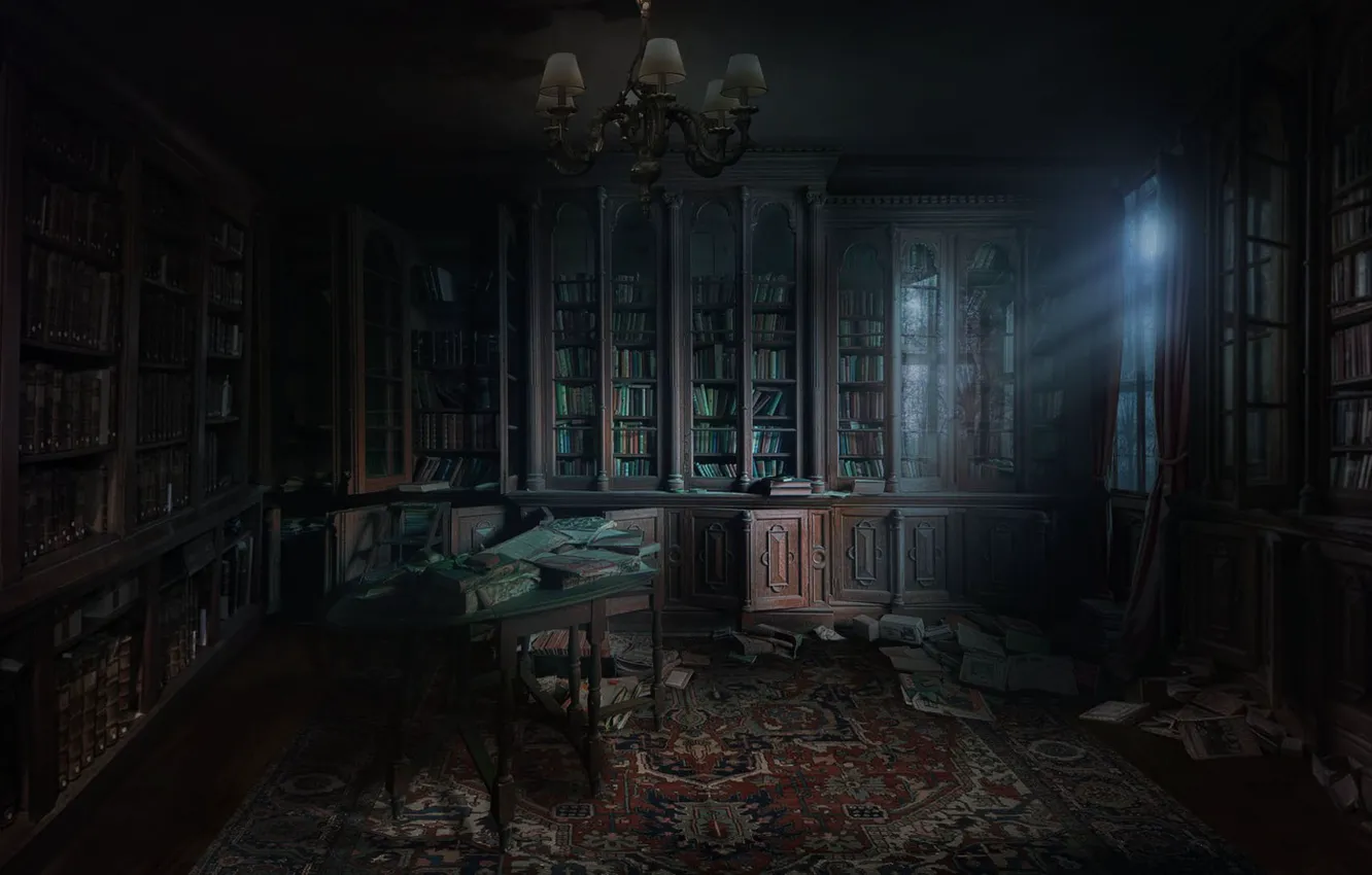 Фото обои комната, библиотека, Andrii Shafetov, library concept