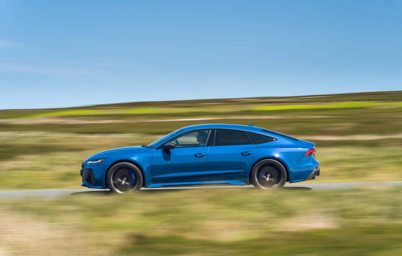 Фото обои Audi, blue, RS 7, side view, Audi RS7 Sportback Performance
