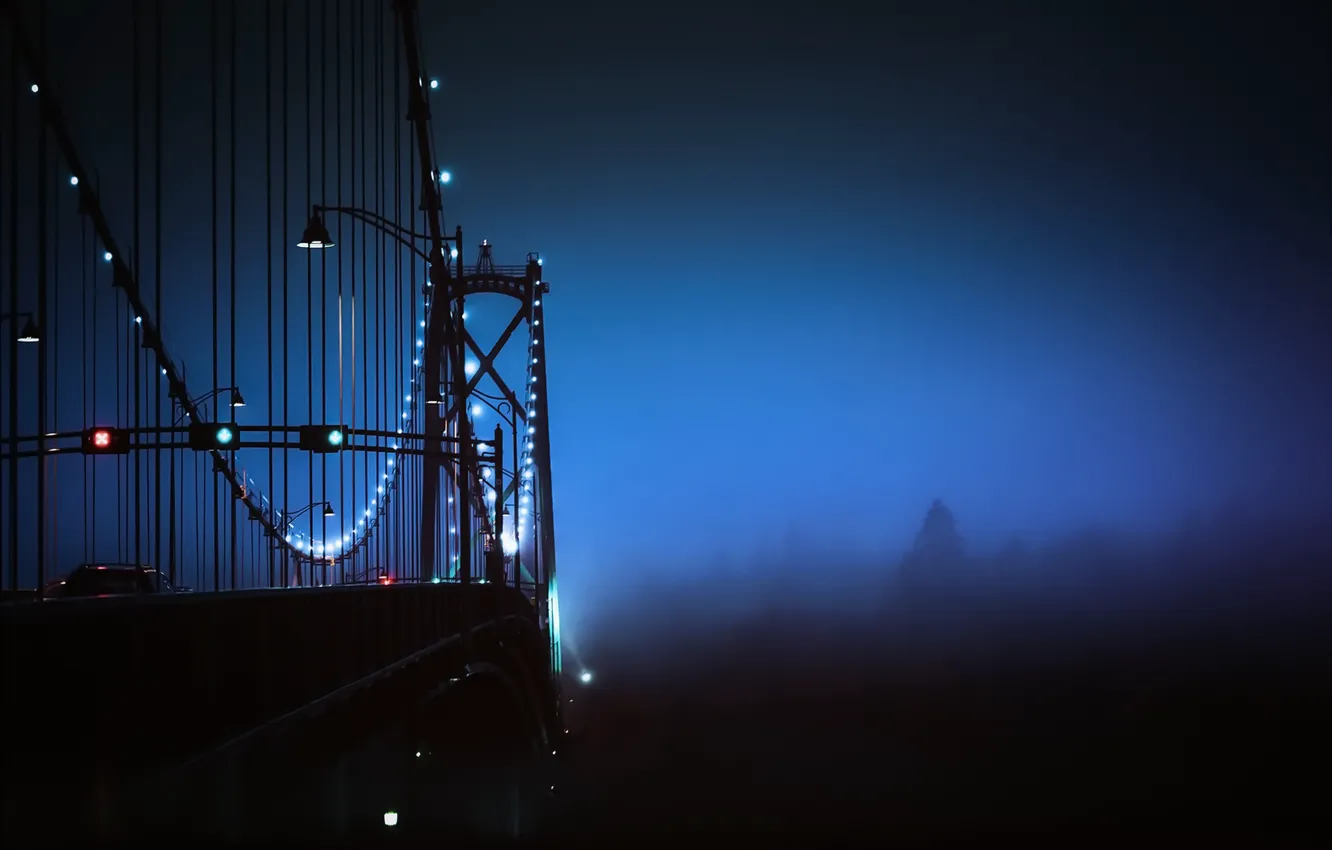 Фото обои Vancouver, Dark Crossing, Night Fog