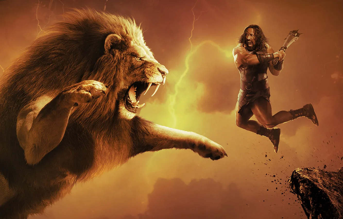 Фото обои лев, ярость, Dwayne Johnson, Hercules