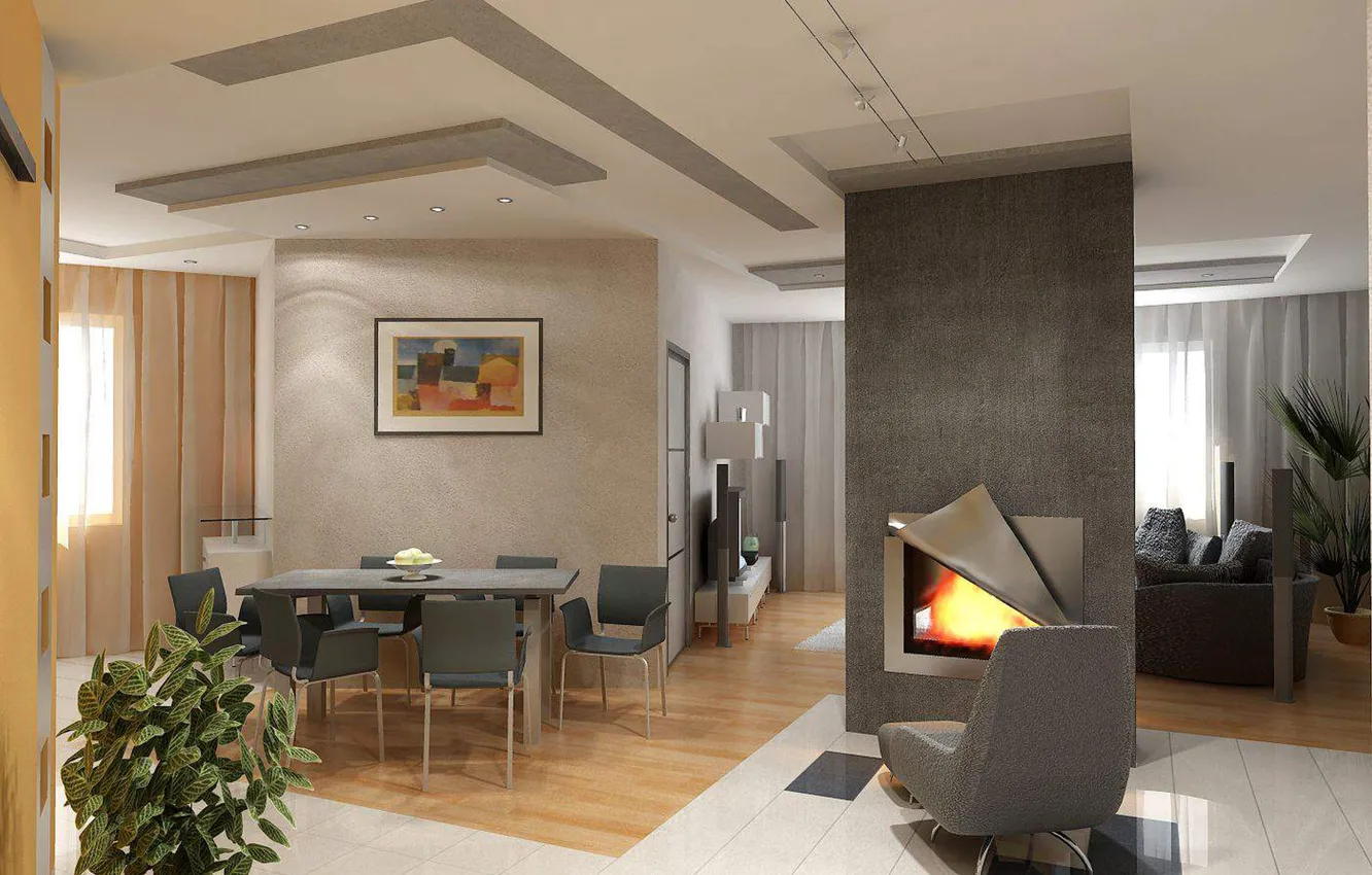 Фото обои дизайн, стиль, интерьер, камин, жилое пространство