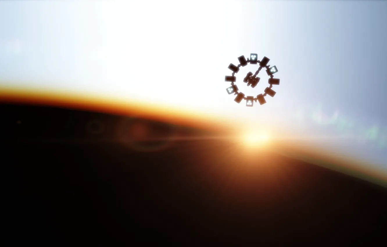 Фото обои небо, звезды, планета, станция, star, sky, station, planet