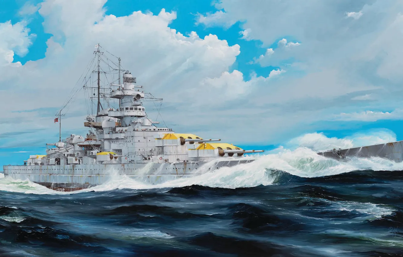 Фото обои Германия, линкор, линейный крейсер, линейный корабль, кригсмарине, Randall Wilson, German Battleship Gneisenau
