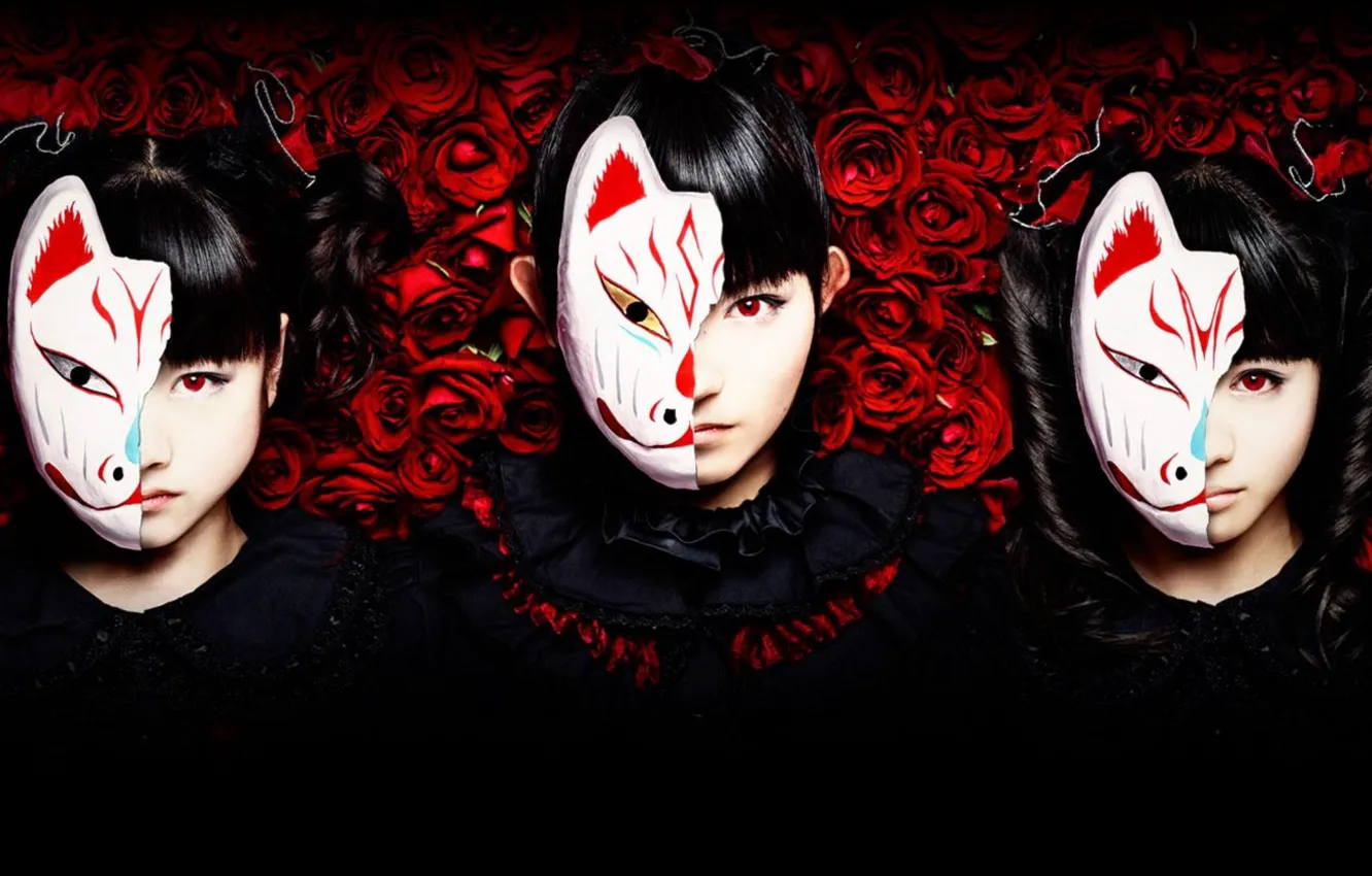 Фото обои kawaii, music, metal, red, rock, rose, flower, fox