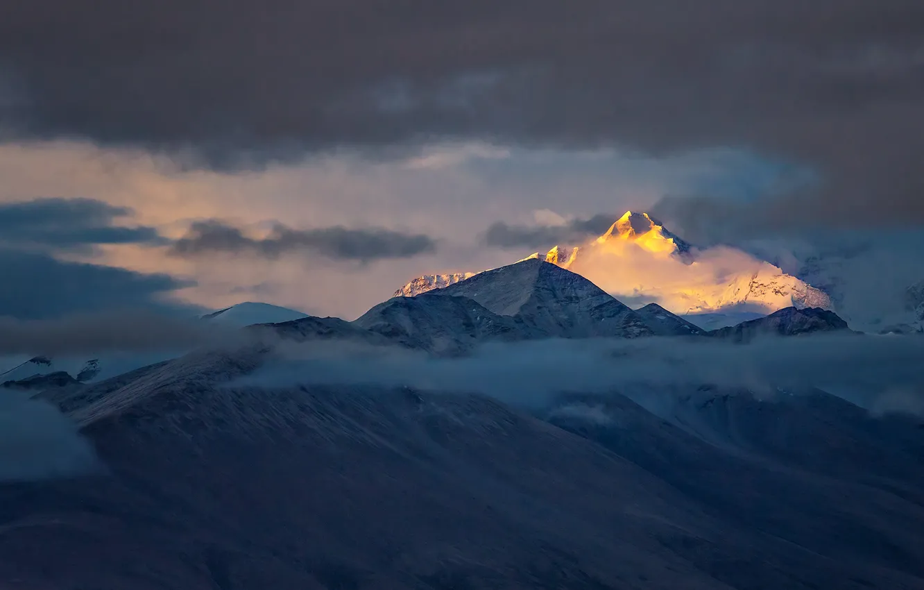 Фото обои облака, горы, вершина, Тибет