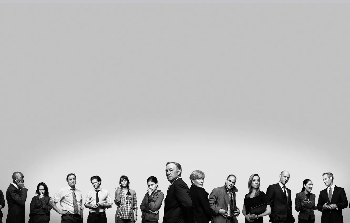 Фото обои actors, black and white, Kate Mara, characters, actresses, TV series, House of Cards, Kevin Spacey