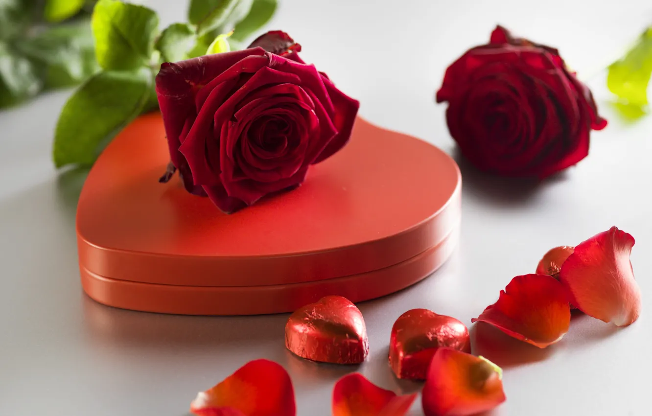 Фото обои шоколад, конфеты, сердечки, red, love, heart, romantic, gift