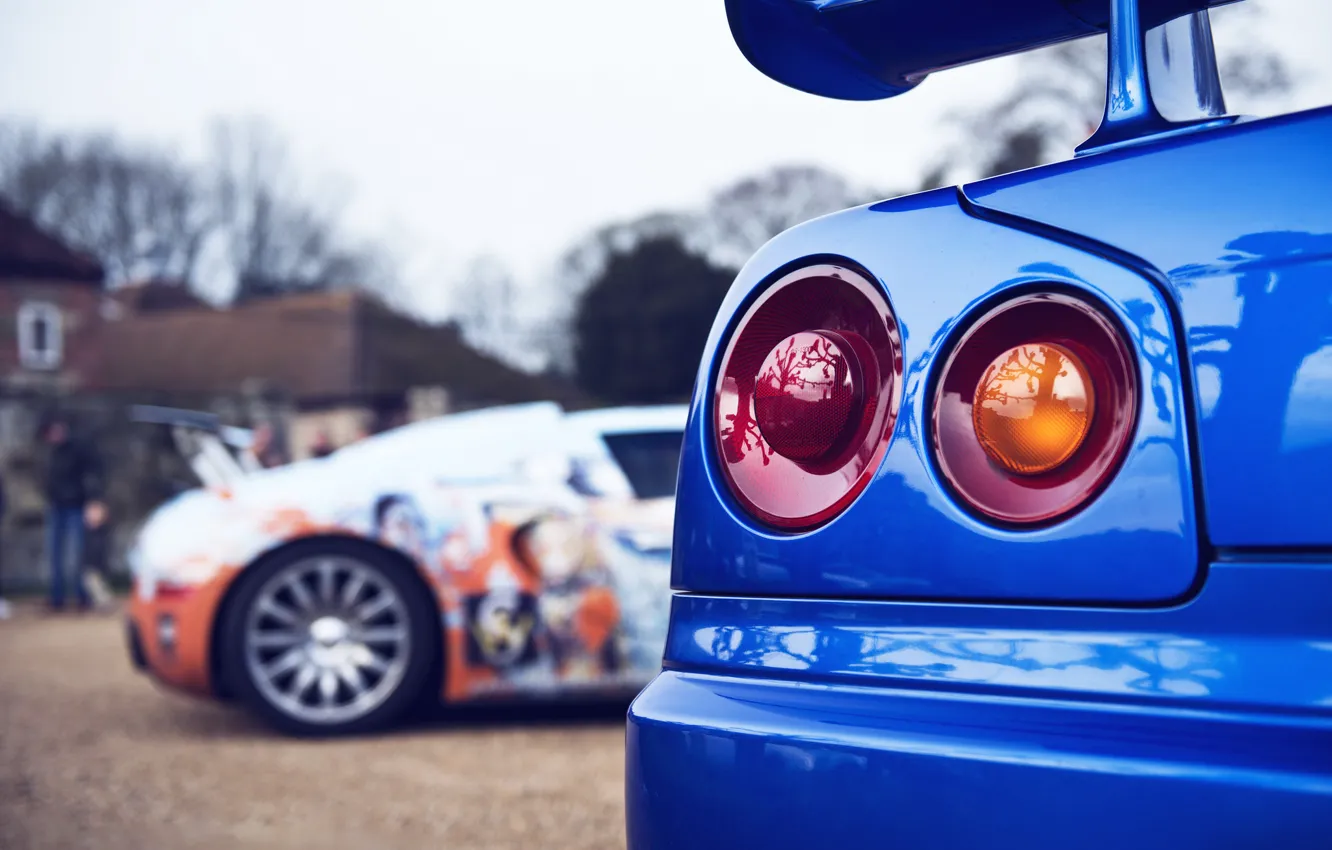 Фото обои Бугатти, Bugatti, Вейрон, Ниссан, Veyron, Nissan, GT-R, Coupe