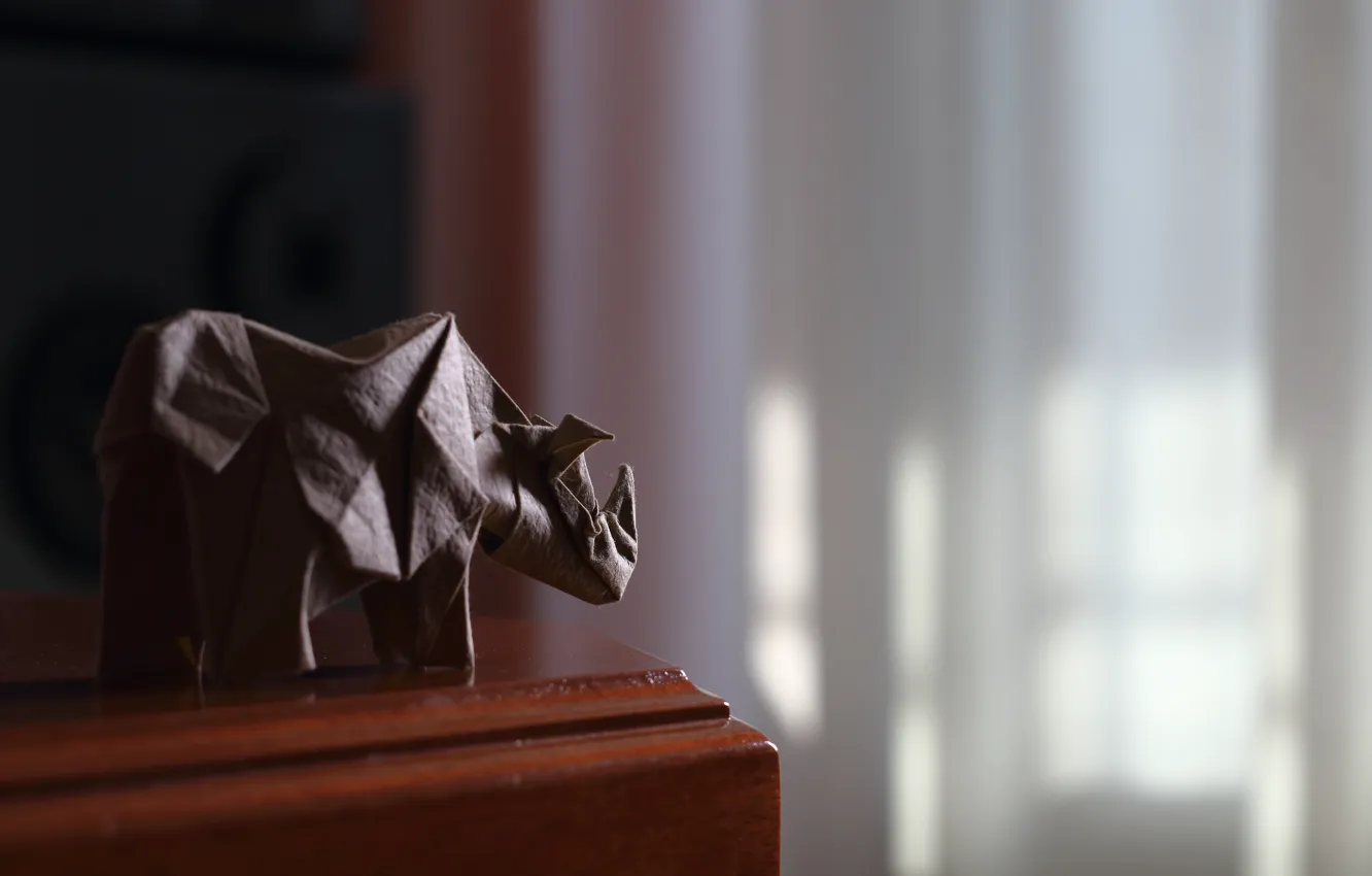 Фото обои бумага, носорог, оригами