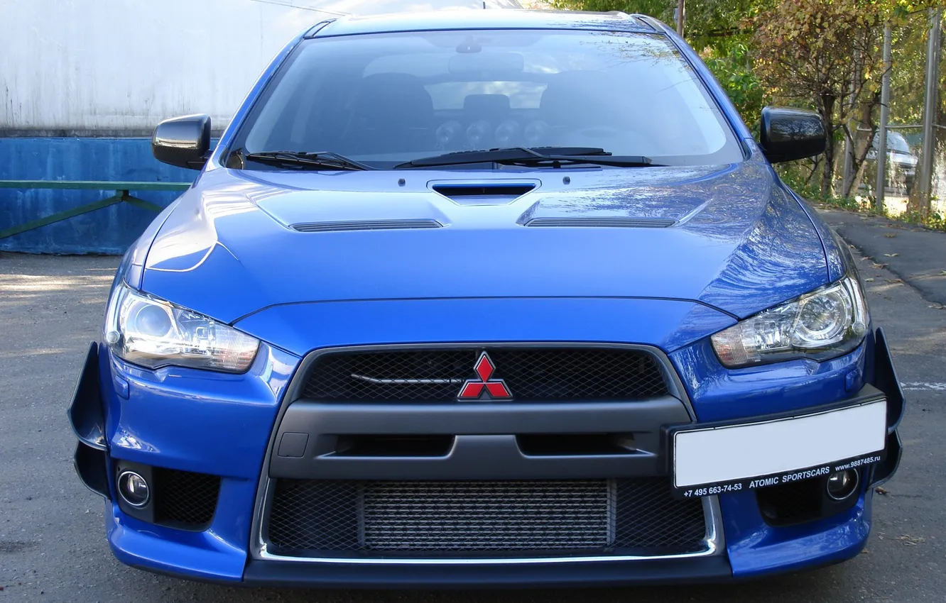 Фото обои Mitsubishi, Car, Evolution, Blue, Evo