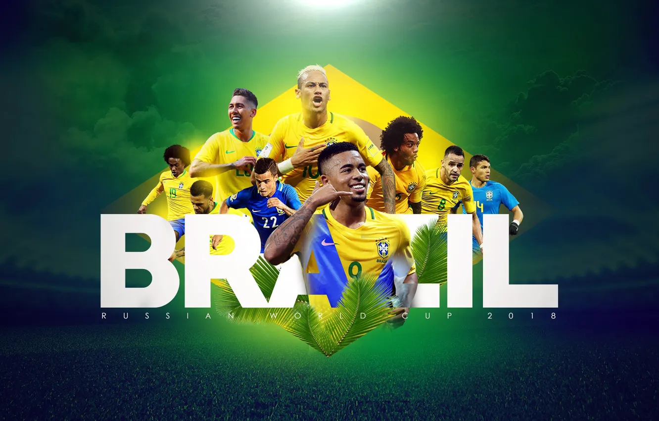Фото обои wallpaper, sport, team, football, Brasil, players