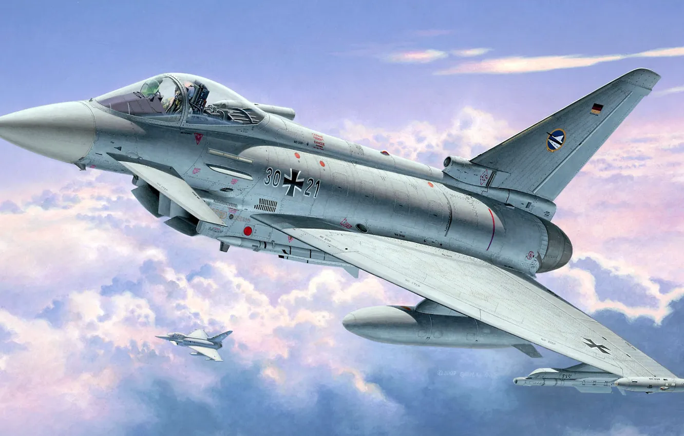 Фото обои Eurofighter Typhoon, Тайфун, многоцелевой истребитель четвёртого поколения, ВВС Германии