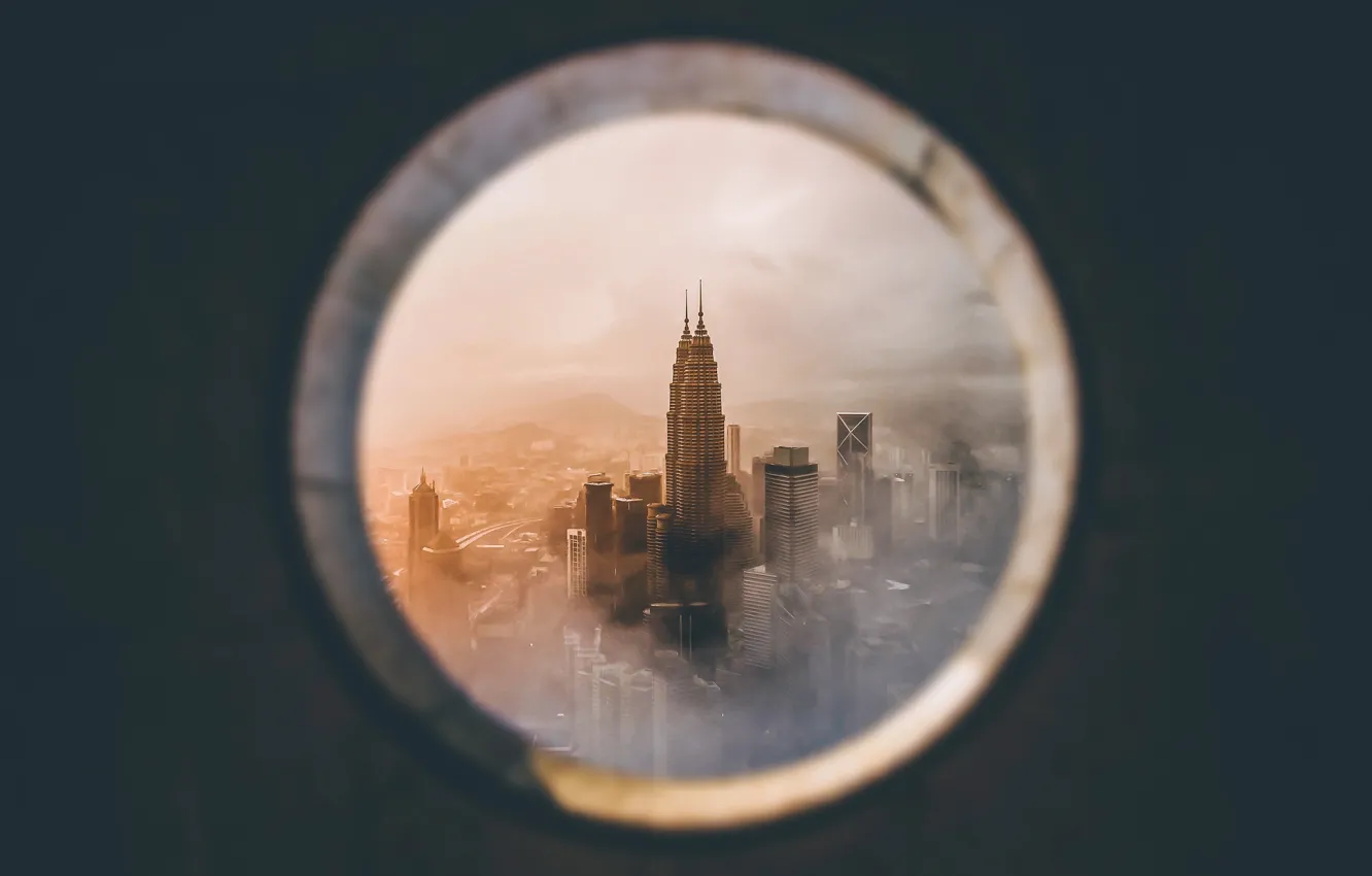 Фото обои город, окно, Малайзия, Куала-Лумпур, Башни Петронас