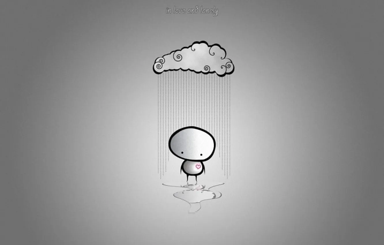 Фото обои облака, любовь, одиночество, дождь, минимализм, юмор, love, rain