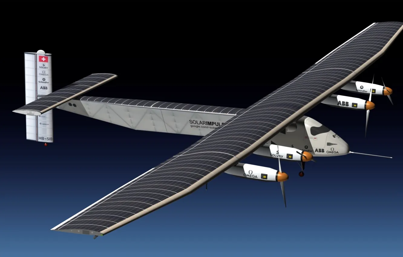 Фото обои самолёт, летать, за счёт, способный, энергии Солнца, Solar Impulse 2