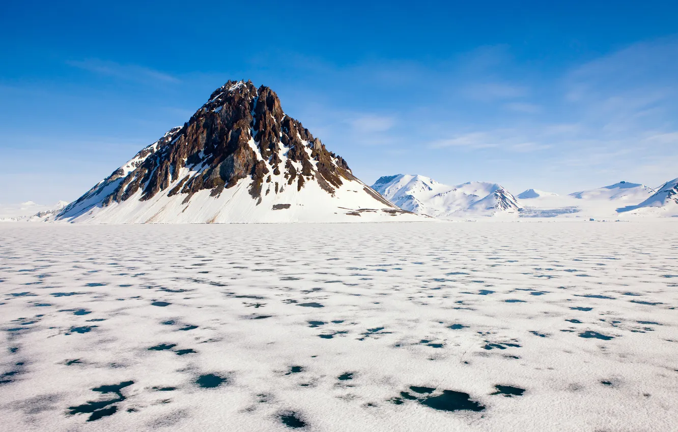 Фото обои холод, лед, море, вода, снег, гора, пик