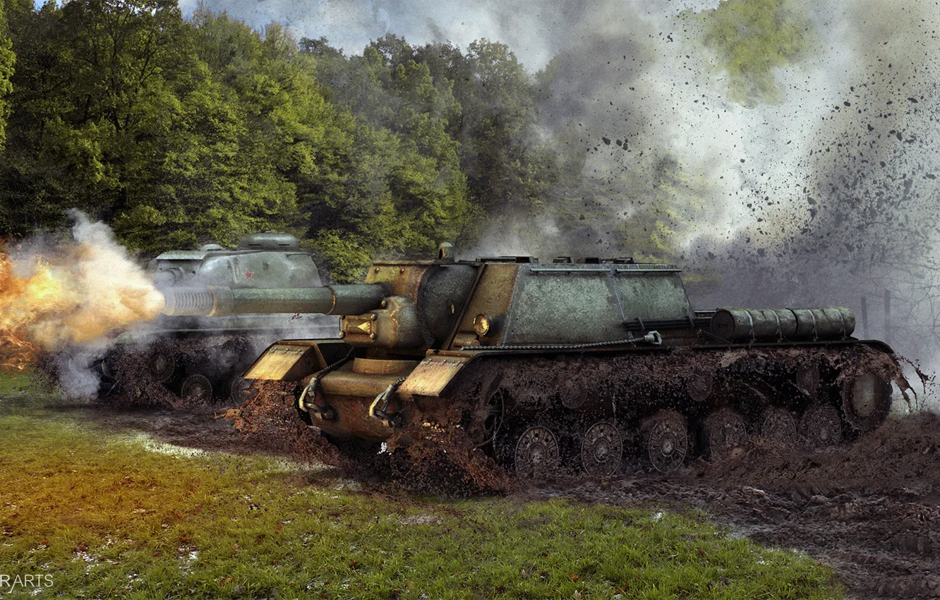 Фото обои обои, world of tanks, wot, обои wot, обои су-152, су-152