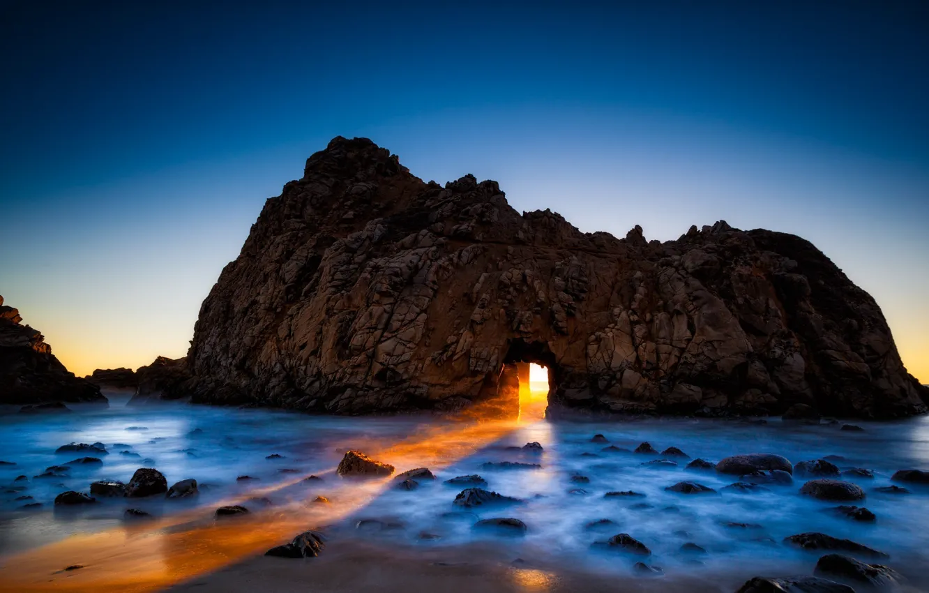 Фото обои скала, океан, Калифорния, арка, California, USА, Big Sur, Биг Сюр