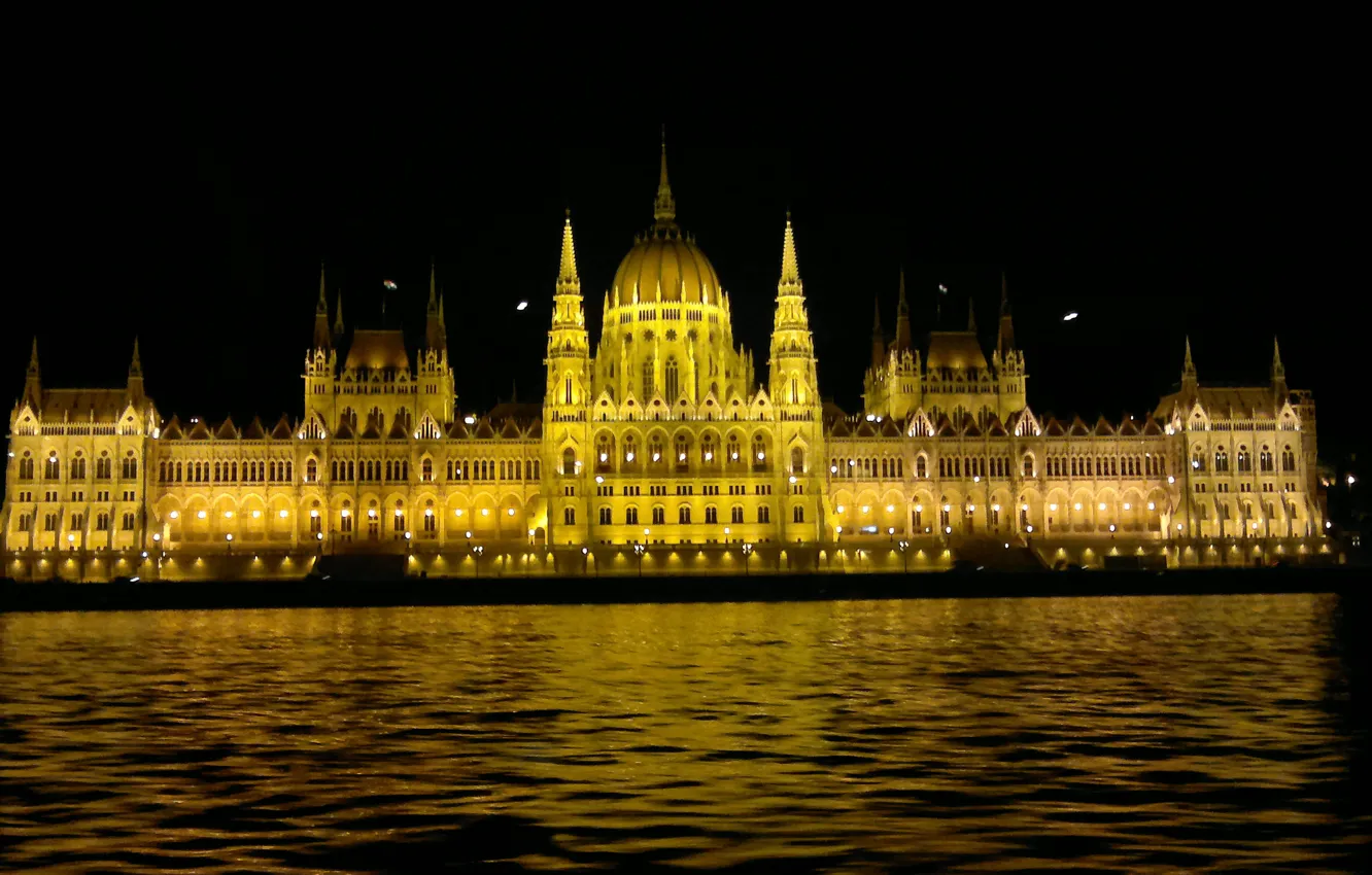 Фото обои ночь, огни, Венгрия, Будапешт