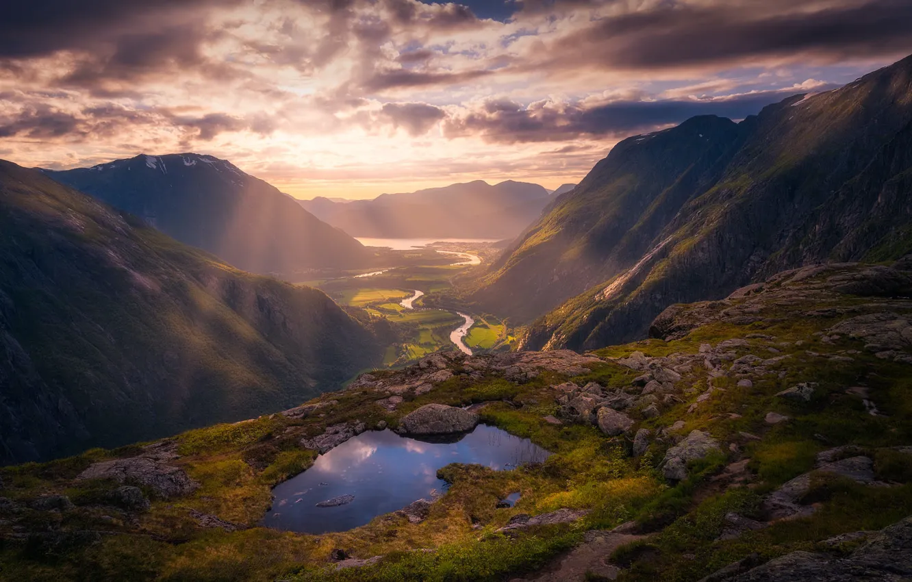 Фото обои горы, река, Норвегия, Norway, Romsdalen