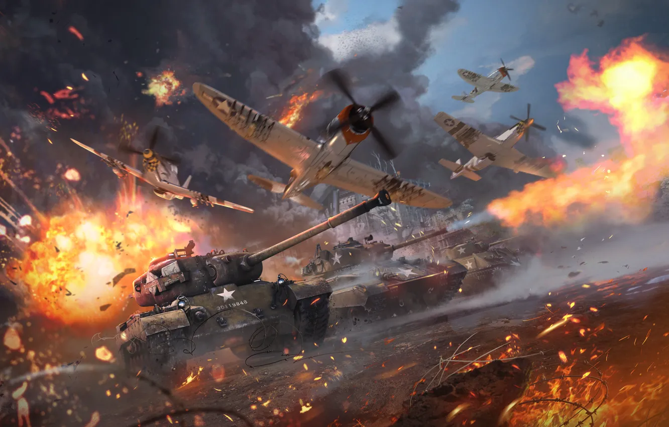 Фото обои Авиация, Танки, War Thunder, Gaijin Entertainment, Patton