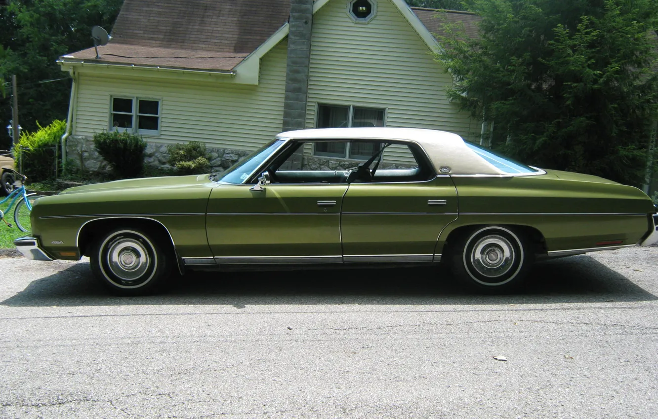 Фото обои зеленый, green, шевроле, chevrolet, saloon, sedan, caprice, 1973