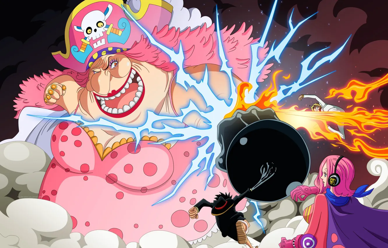 Фото обои fire, skull, flame, game, One Piece, pirate, hat, anime
