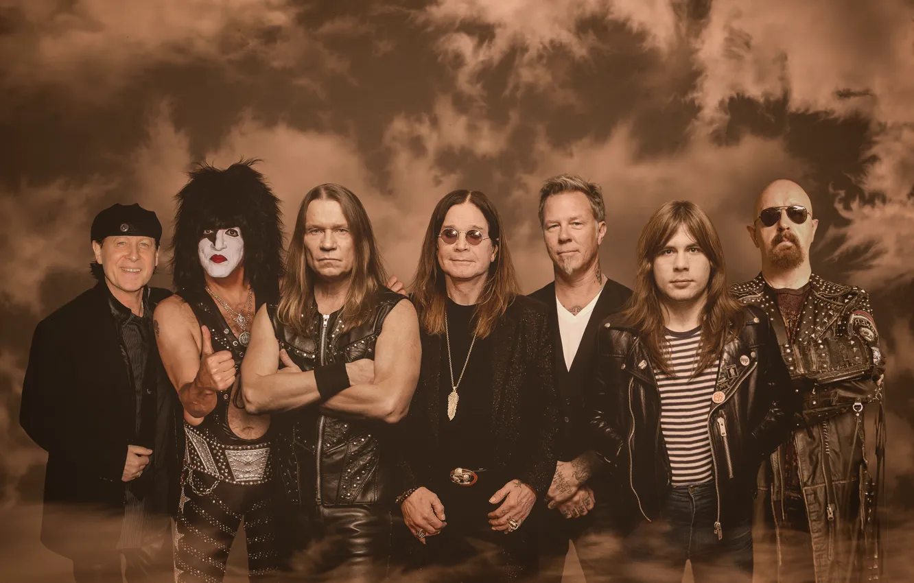Фото обои Metallica, Scorpions, Kiss, Iron Maiden, James Hetfield, Klaus Meine, Ozzy Osbourne, Paul Stanley