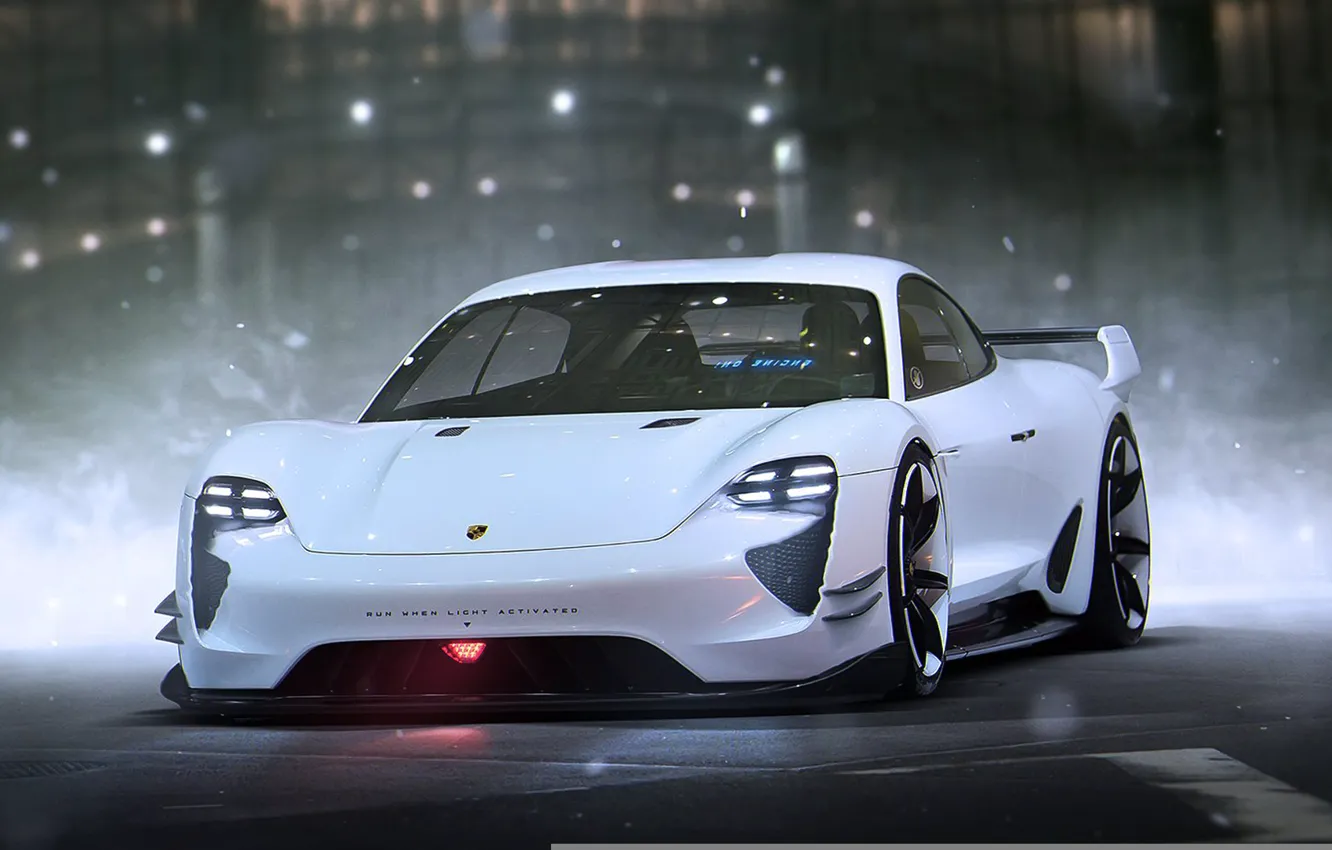 Фото обои Concept, Porsche, Car, Art, White, Future, by Khyzyl Saleem, Mission E