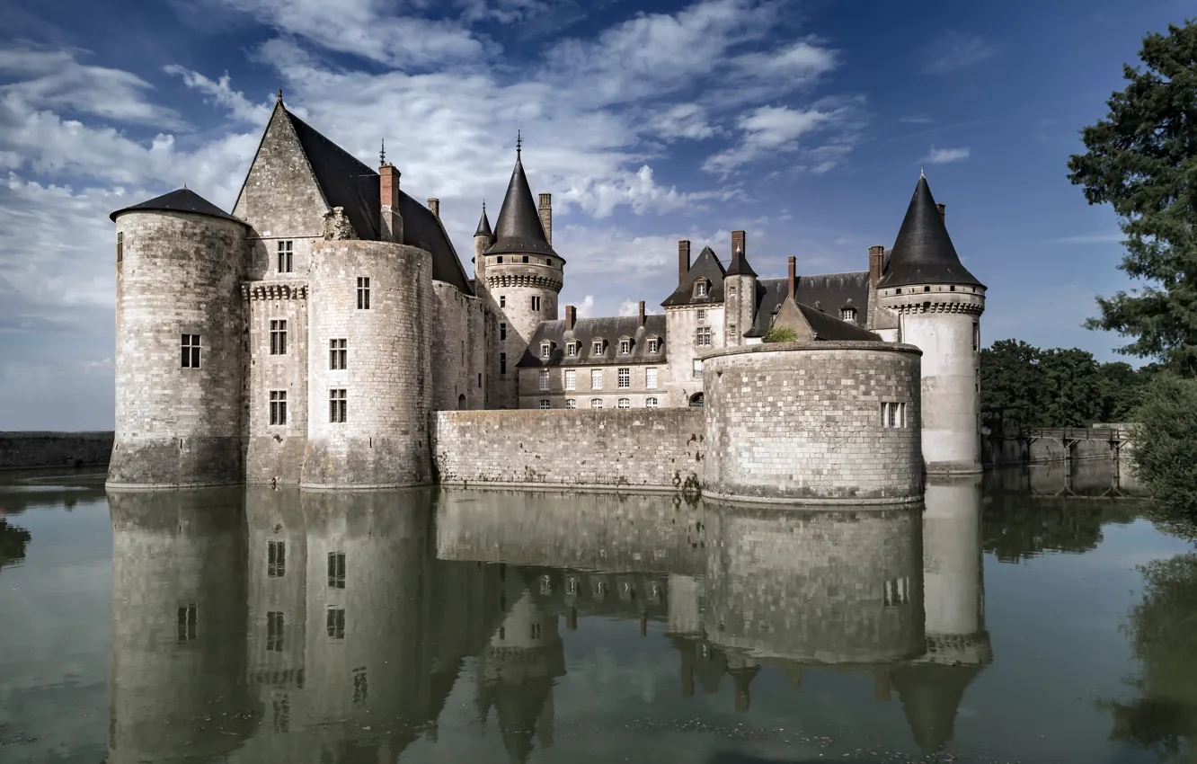 Фото обои небо, замок, Sully-sur-Loire