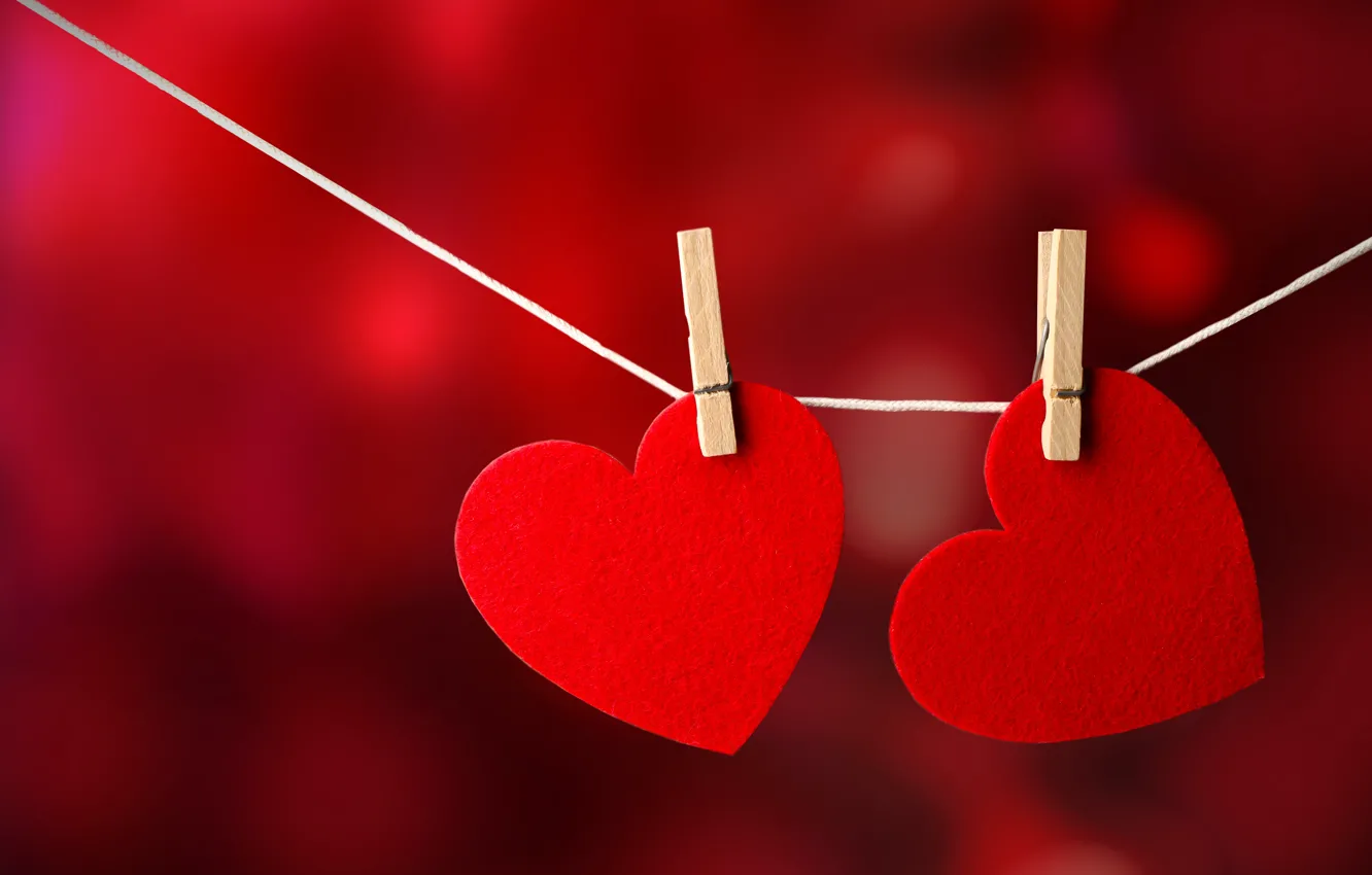 Фото обои фон, сердечки, love, гирлянда, прищепки, День Святого Валентина