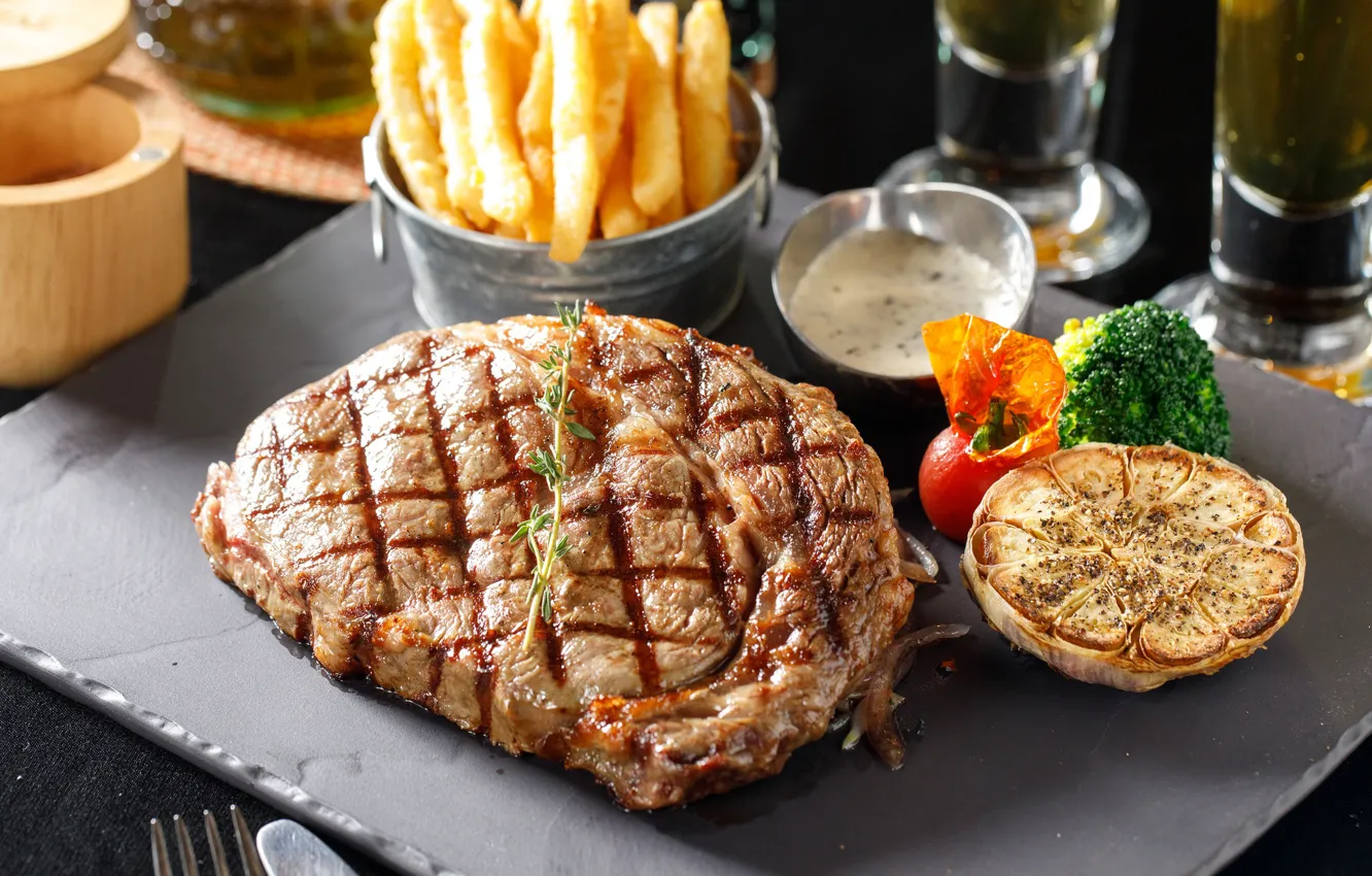 Фото обои мясо, овощи, картофель