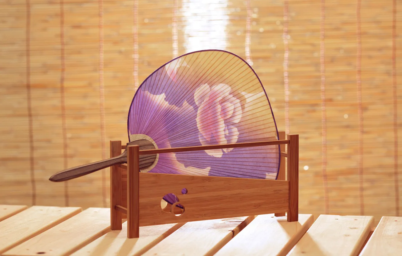 Фото обои Япония, Japan, декоративно-прикладное искусство, paper fan, ручная роспись, бумажный веер, веер утива, круглый веер